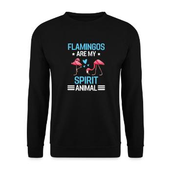 Tropisches Tier Vogel Geschenk Lustiges Flamingo - Unisex Pullover - Schwarz - Vorne - Alina (178cm) & Michal (187cm)
