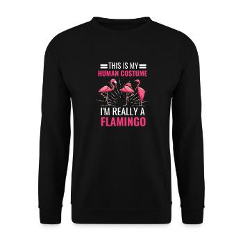 Flamingo Kostüm Tropisches Tier Geschenk Flamingo - Unisex Pullover - Schwarz - Vorne - Alina (178cm) & Michal (187cm)