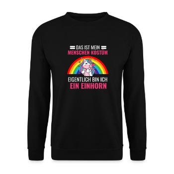Einhorn Kostüm Fantasy Kreatur Geschenk Einhorn - Unisex Pullover - Schwarz - Vorne - Alina (178cm) & Michal (187cm)
