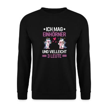 Magisches Tier Lustiges Geschenk Fantasy Einhorn - Unisex Pullover - Schwarz - Vorne - Alina (178cm) & Michal (187cm)