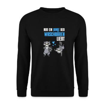 Tierliebhaber Trash Panda Jungs Geschenk Waschbär - Unisex Pullover - Schwarz - Vorne - Alina (178cm) & Michal (187cm)