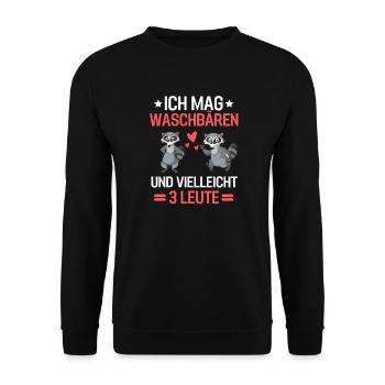 Trash Panda Natur Tierliebhaber Geschenk Waschbär - Unisex Pullover - Schwarz - Vorne - Alina (178cm) & Michal (187cm)