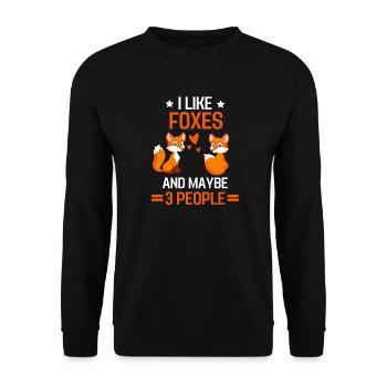 Animal Lovers Forest Animal Gift Funny Fox - Unisex Sweatshirt - black - Front - Alina (178cm) & Michal (187cm)
