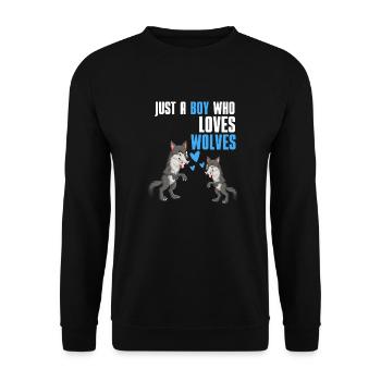 Forest Animal Lovers Predator Boy Gift Wolf - Unisex Sweatshirt - black - Front - Alina (178cm) & Michal (187cm)