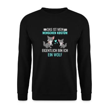 Raubtier Wald Tier Kostüm Party Geschenk Wolf - Unisex Pullover - Schwarz - Vorne - Alina (178cm) & Michal (187cm)
