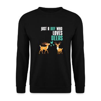 Waldbewohner Wald Tier Jungen Geschenk Hirsch - Unisex Pullover - Schwarz - Vorne - Alina (178cm) & Michal (187cm)