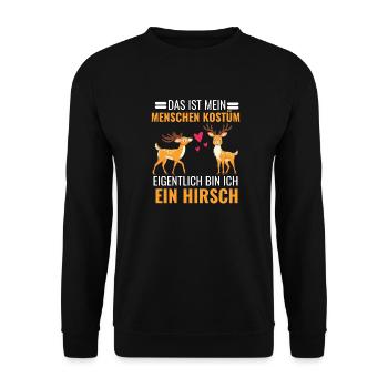 Hirsch Kostüm Waldbewohner Geschenk Wald Hirsch - Unisex Pullover - Schwarz - Vorne - Alina (178cm) & Michal (187cm)
