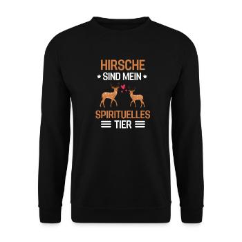 Tierliebhaber Waldbewohner Geschenk Wald Hirsch - Unisex Pullover - Schwarz - Vorne - Alina (178cm) & Michal (187cm)