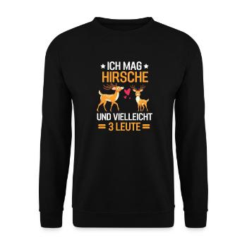 Rotwild Wald Tierliebhaber Geschenk Hirsch - Unisex Pullover - Schwarz - Vorne - Alina (178cm) & Michal (187cm)