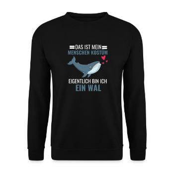 Killerwal Kostüm Meeresbewohner Geschenk Wal - Unisex Pullover - Schwarz - Vorne - Alina (178cm) & Michal (187cm)