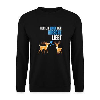 Hirsch Junge Waldbewohner Tier Geschenk Hirsch - Unisex Pullover - Schwarz - Vorne - Alina (178cm) & Michal (187cm)