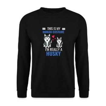 Husky Costume Party Dogs Gift Funny Husky - Unisex Sweatshirt - black - Front - Alina (178cm) & Michal (187cm)