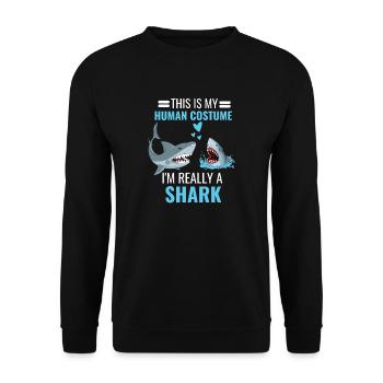 Shark Costume Party Ocean Animal Gift Funny Shark - Unisex Sweatshirt - black - Front - Alina (178cm) & Michal (187cm)