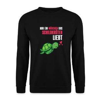 Ozean Tier Mädchen Geschenk Schildkröte - Unisex Pullover - Schwarz - Vorne - Alina (178cm) & Michal (187cm)
