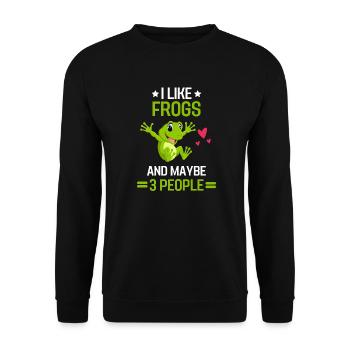 Amphibien Tierliebhaber Lustiges Geschenk Frosch - Unisex Pullover - Schwarz - Vorne - Alina (178cm) & Michal (187cm)