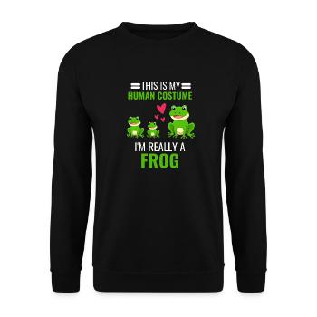 Frog Costume Party Toad Animal Gift Frog - Unisex Sweatshirt - black - Front - Alina (178cm) & Michal (187cm)