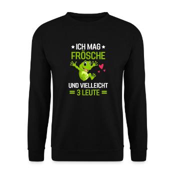 Tierliebhaber Amphibien Lustiges Geschenk Frosch - Unisex Pullover - Schwarz - Vorne - Alina (178cm) & Michal (187cm)