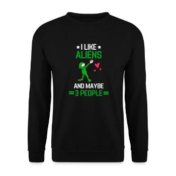 Alien Spaceship Funny Gift Alien - Unisex Sweatshirt - black - Front - Alina (178cm) & Michal (187cm)