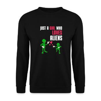 Alien Girl Sci Fi UFO Gift Alien - Unisex Sweatshirt - black - Front - Alina (178cm) & Michal (187cm)