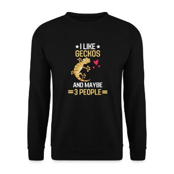 Reptile Lizard Animal Gift Funny Gecko - Unisex Sweatshirt - black - Front - Alina (178cm) & Michal (187cm)
