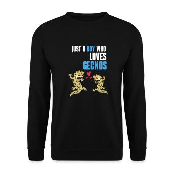 Eidechsen Reptilien Tier Jungen Geschenk Gecko - Unisex Pullover - Schwarz - Vorne - Alina (178cm) & Michal (187cm)
