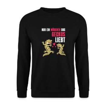 Gecko Liebhaber Reptilien Mädchen Geschenk Gecko - Unisex Pullover - Schwarz - Vorne - Alina (178cm) & Michal (187cm)