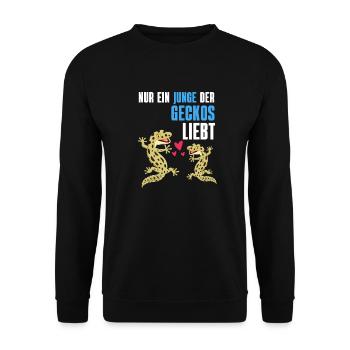 Gecko Liebhaber Reptilien Junge Geschenk Gecko - Unisex Pullover - Schwarz - Vorne - Alina (178cm) & Michal (187cm)