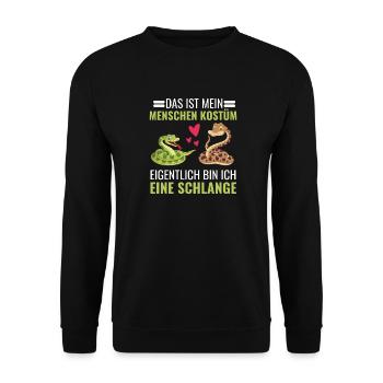 Lustiges Schlangen Kostüm Geschenk Schlange - Unisex Pullover - Schwarz - Vorne - Alina (178cm) & Michal (187cm)