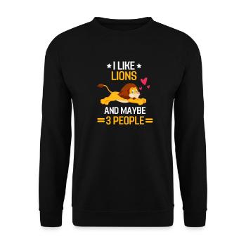 Africa Safari Animal Lovers Funny Gift Lion - Unisex Sweatshirt - black - Front - Alina (178cm) & Michal (187cm)
