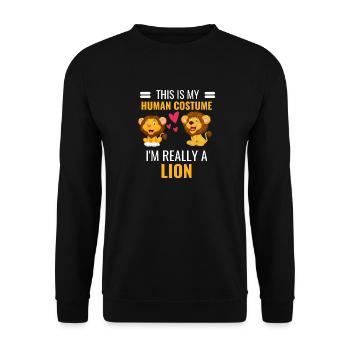 Lion Costume Party Africa Zoo Animal Gift Lion - Unisex Sweatshirt - black - Front - Alina (178cm) & Michal (187cm)