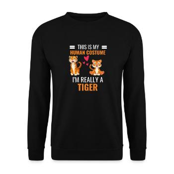 Tiger Costume Asia Zoo Animal Gift Tiger - Unisex Sweatshirt - black - Front - Alina (178cm) & Michal (187cm)