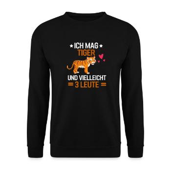 Tierliebhaber Asien Tier Lustiges Geschenk Tiger - Unisex Pullover - Schwarz - Vorne - Alina (178cm) & Michal (187cm)