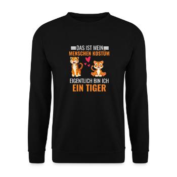 Tiger Kostüm Party Zoo Tier Geschenk Tiger - Unisex Pullover - Schwarz - Vorne - Alina (178cm) & Michal (187cm)