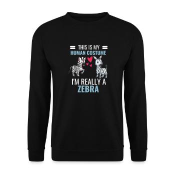 Zebra Kostüm Party Afrika Zoo Tier Geschenk Zebra - Unisex Pullover - Schwarz - Vorne - Alina (178cm) & Michal (187cm)