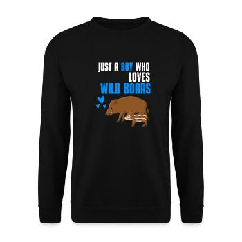 Schwarzwild Jungen Wald Tier Geschenk Wildschwein - Unisex Pullover - Schwarz - Vorne - Alina (178cm) & Michal (187cm)