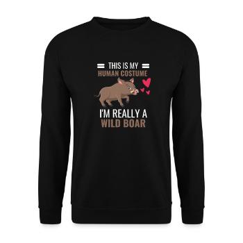 Wild Boar Costume Party Gift Wild Boar - Unisex Sweatshirt - black - Front - Alina (178cm) & Michal (187cm)