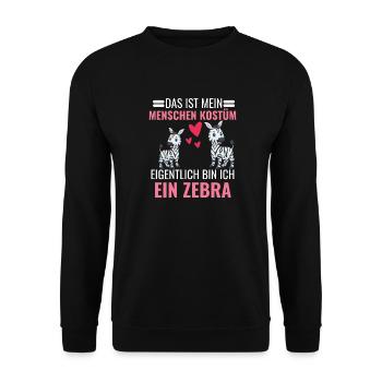 Zebra Kostüm Afrika Safari Tier Geschenk Zebra - Unisex Pullover - Schwarz - Vorne - Alina (178cm) & Michal (187cm)