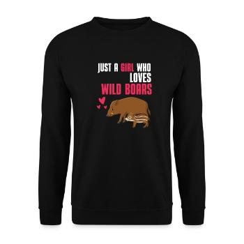 Schwarzwild Mädchen Wald Tier Geschenk Wildschwein - Unisex Pullover - Schwarz - Vorne - Alina (178cm) & Michal (187cm)