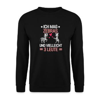 Lustige Geschenkidee Afrika Zoo Tier Zebra - Unisex Pullover - Schwarz - Vorne - Alina (178cm) & Michal (187cm)