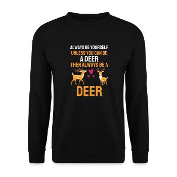Waldbewohner Rotwild Geschenk Lustiges Hirsch - Unisex Pullover - Schwarz - Vorne - Alina (178cm) & Michal (187cm)