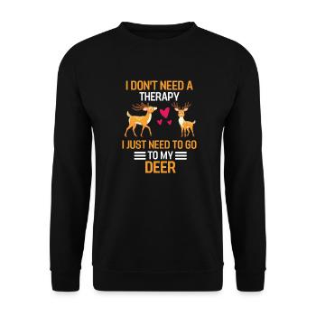 Hirsch Therapie Waldbewohner Geschenk Wald Hirsch - Unisex Pullover - Schwarz - Vorne - Alina (178cm) & Michal (187cm)