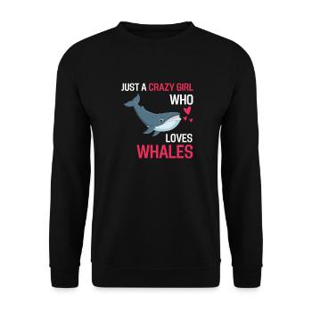 Animal Lovers Girl Sea Animal Gift Whale - Unisex Sweatshirt - black - Front - Alina (178cm) & Michal (187cm)