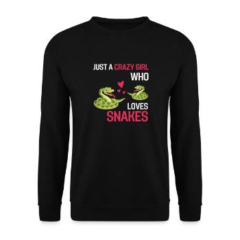 Tierliebhaber Reptilien Mädchen Geschenk Schlange - Unisex Pullover - Schwarz - Vorne - Alina (178cm) & Michal (187cm)