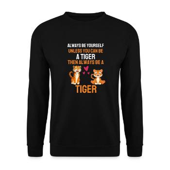Tierliebhaber Asien Raubtier Geschenk Tiger - Unisex Pullover - Schwarz - Vorne - Alina (178cm) & Michal (187cm)