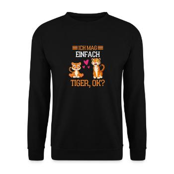 Zoo Tierliebhaber Asien Raubtier Geschenk Tiger - Unisex Pullover - Schwarz - Vorne - Alina (178cm) & Michal (187cm)