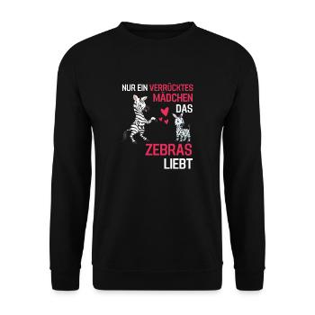 Zebra Mädchen Afrika Tier Geschenk Zebra - Unisex Pullover - Schwarz - Vorne - Alina (178cm) & Michal (187cm)