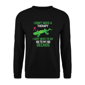 Gecko Therapie Eidechse Geschenk Lustiges Gecko - Unisex Pullover - Schwarz - Vorne - Alina (178cm) & Michal (187cm)