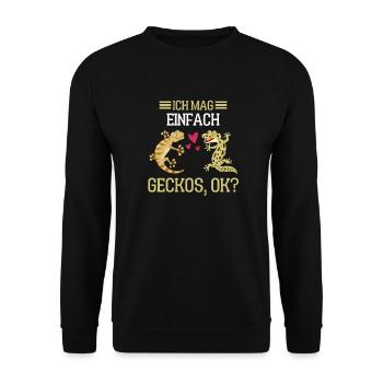 Gecko Tierliebhaber Echse Geschenk Gecko - Unisex Pullover - Schwarz - Vorne - Alina (178cm) & Michal (187cm)