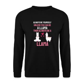 Animal Lovers Zoo Animal Gift Funny Llama - Unisex Sweatshirt - black - Front - Alina (178cm) & Michal (187cm)