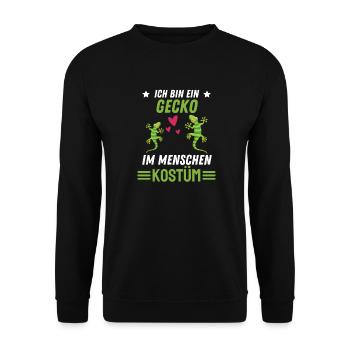 Echsen Kostüm Party Tier Geschenk Lustiges Gecko - Unisex Pullover - Schwarz - Vorne - Alina (178cm) & Michal (187cm)